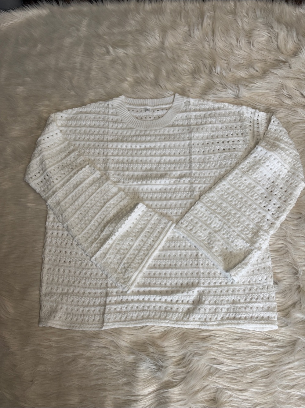 Women’s Crochet Sweater Knit Long Sleeve Pullover